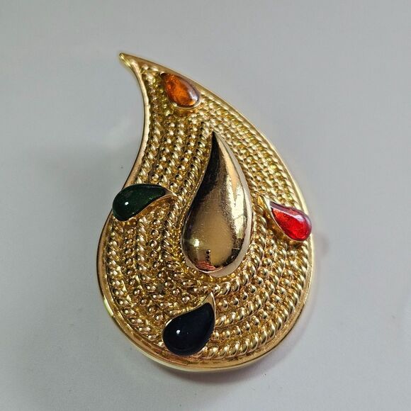 Avon Vintage Gold Tone Swoosh Brooch - Picture 8 of 9